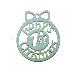 Wooden Lucky Pendant "Baby's 1st Christmas" 70x60mm