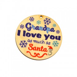 Wooden Lucky Pendant Round "Grandpa I love you" 70mm