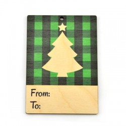 Ξύλινη Κάρτα Χριστουγεννιάτικο Δέντρο "From - To" 60x85mm