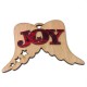 Wooden and Plexi Acrylic Pendant Angel Wings 'Joy' 99x70mm