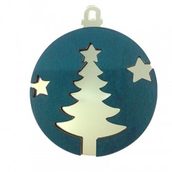 Wooden and Plexi Acrylic Pendant Christmas Tree with Stars 80mm