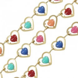 Stainless Steel 304 Chain with Heart & Enamel 7x6mm