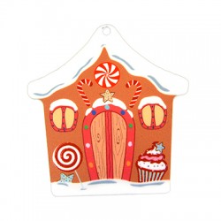 Plexi Acrylic Lucky Pendant House w/ Snow & Candy 64x70mm