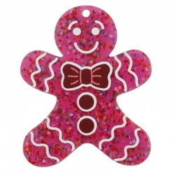 Plexi Acrylic Pendant Gingerbread Boy w/Bow Tie45x54mm