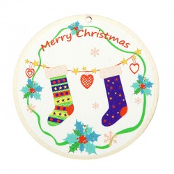 Wooden Pendant Round "Merry Christmas" 70mm