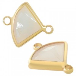 Brass Connector Triangle Setting w/ Glass Stone 8x12mm