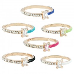 Bague Rectangulaire en Laiton Émaillé avec Zircon 22 mm