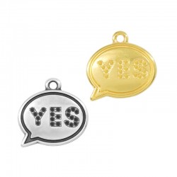 Zamak Charm Speech Bubble “YES” 17x14mm