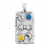 999° Silver Antique Plated/ Cerulean/ Amber
