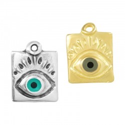 Zamak Charm Rectangular w/ Evil Eye & Enamel 13x15mm