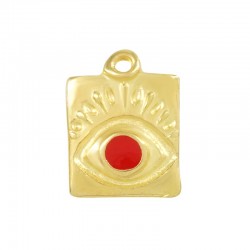 Zamak Charm Rectangular w/ Evil Eye & Enamel 13x15mm