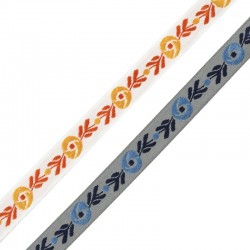 Ruban Polyester avec Fleurs 12 mm (~5 m)
