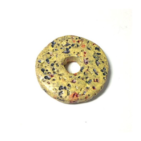 Passante Ciondolo Disco in Ceramica Dipinta a Freddo 36mm (Ø 8.2mm)
