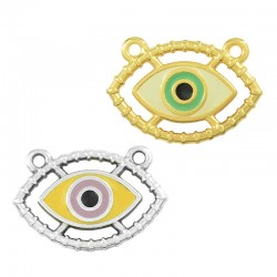 Zamak Charm Evil Eye w/ Enamel 16x17mm