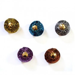 Fabric Sparkling Pom Pom w/ Cap 15mm