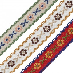 Polyester Ribbon w/ Flowers (~14mm) (~5mtrs)