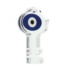 Plexi Acrylic Lucky Pendant Key w/ Evil Eye 28x50mm