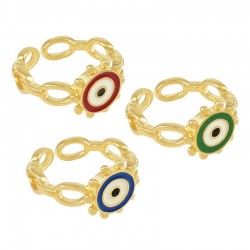 Brass Ring w/ Evil Eye & Enamel 20x11mm/2.3mm