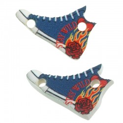 Plexi Acrylic Connector Shoe “STAY WILD” w/ Rose 20x13mm