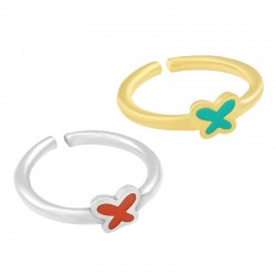 Bague en Laiton Émaillé Papillon 18 mm