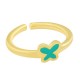 Enameled Brass Finger Ring Butterfly 18mm