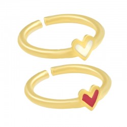 Brass Ring Heart w/ Enamel 18mm