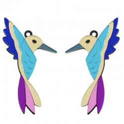 Plexi Acrylic Pendant Hummingbird 60x37mm (2pcs/Set)