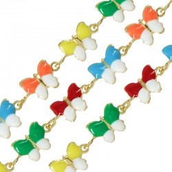 Chaîne maille avec Papillon & Émail 7x6mm en Acier Inoxydable 304