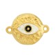 Brass Connector Round w/ Evil Eye & Enamel 16mm