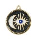 Enameled Zamak Charm Round with Evil Eye Moon 22mm