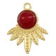 Stainless Steel 304 Charm Round with Drops & Stone 23x18.5mm