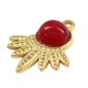 Stainless Steel 304 Charm Round with Drops & Stone 23x18.5mm