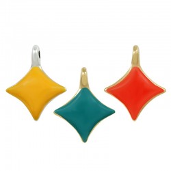 Enameled Zamak Charm Rhombus Star 15mm