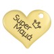 Μεταλλικό Ζάμακ Χυτό Μοτίφ Καρδιά "Super Μαμά" 18x15mm