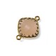 Brass Square Setting w/ Glass Stone 13x18 mm w/ 2 Rings