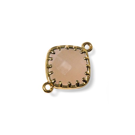 Brass Square Setting w/ Glass Stone 13x18 mm w/ 2 Rings