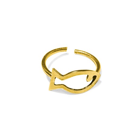 Brass Cast Finger Ring Fish 15x8mm