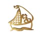 Brass Pendant Sailing Boat w/ Four Leaf Clover 42x47mm