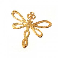 Brass Cast Pendant Dragonfly Hammered 51x46mm
