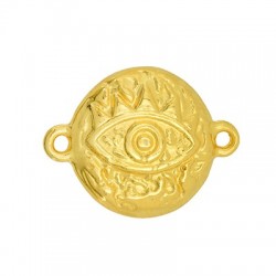 Brass Connector Round w/ Evil Eye 16mm