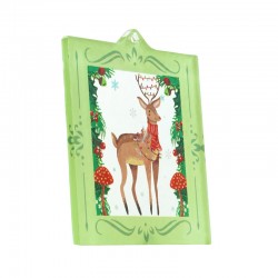 Plexi Acrylic Christmas Pendant Square w/ Deer 70mm