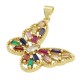 Zircon Brass Pendant Butterfly 28x24mm