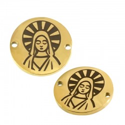 Intercalaire Rond avec Vierge Marie 15mm/1.5mm en Acier Inoxydable 304