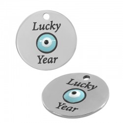 Stainless Steel 304 Charm “Lucky Year” w/ Enamel 15mm/0.8mm