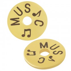 Brass Washer Round "music" w/ Music Note 15mm/1.6mm (Ø3.7mm)