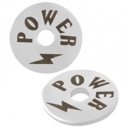 Brass Spacer Round "POWER" with Lightning 15mm/1.6mm Ø3.7mm