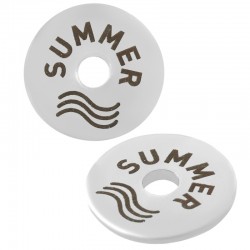 Brass Washer Round "SUMMER" w/ Wave 15mm/1.6mm (Ø3.7mm)