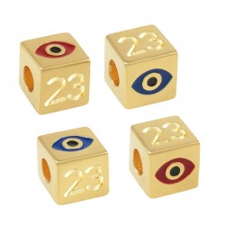 Zamak Lucky Slider Cube "2023"w/Evil Eye &Enamel 10mm (Ø5.2)