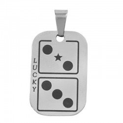 Ανοξείδωτο Ατσάλι 304 Μοτίφ "LUCKY" Ζάρι 16.5x25mm/1.5mm