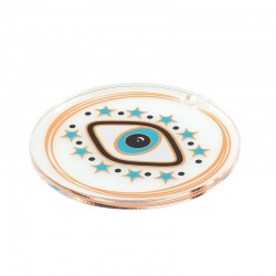 Plexi Acrylic Pendant Round w/ Evil Eye & Stars 50mm